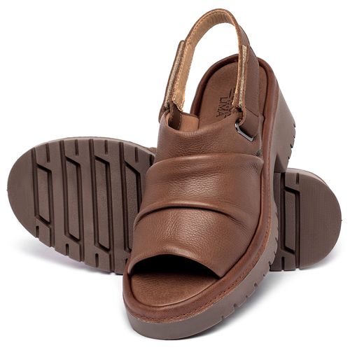 Sandália   Boho Salto de 5 cm em Couro Marrom - Codigo - 153035