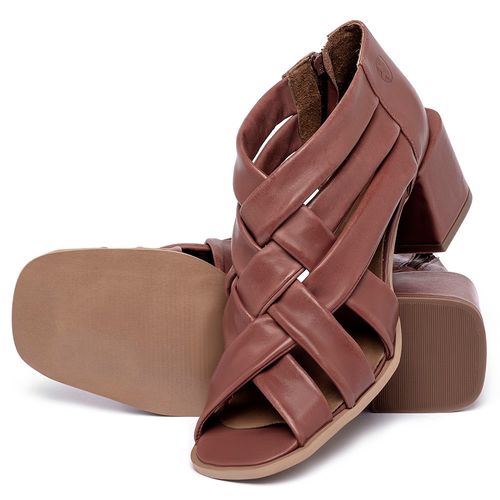 Sandália   Laranja Lima Shoes Classic Salto de 6 cm em Couro Terracota - Codigo - 3829