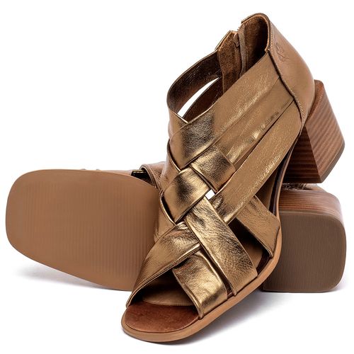 Sandália   Laranja Lima Shoes Classic Salto de 6 cm em Couro Metalizado - Codigo - 3829