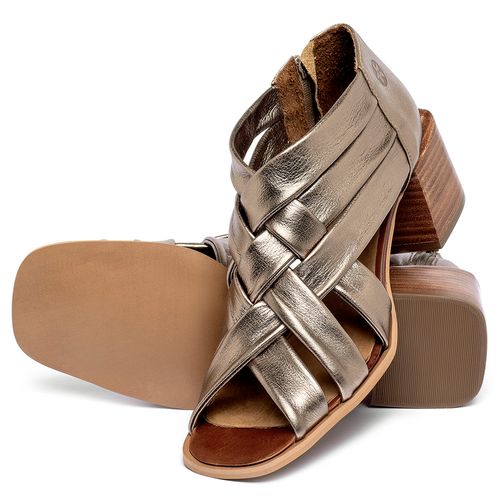 Sandália   Laranja Lima Shoes Classic Salto de 6 cm em Couro Metalizado - Codigo - 3829