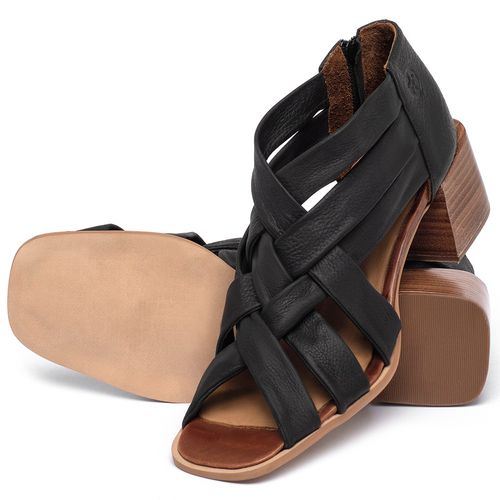Sandália   Laranja Lima Shoes Classic Salto de 6 cm em Couro Preto - Codigo - 3829