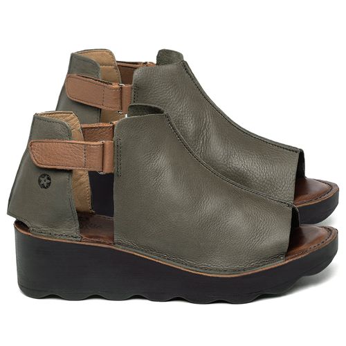 Anabela   Flatform Salto de 5 cm em Couro Musgo - Codigo - 156032