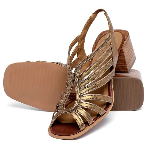 Sandália   Laranja Lima Shoes Classic Salto de 5 cm em Couro Metalizado - Codigo - 3836