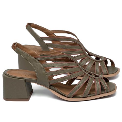 Sandália   Laranja Lima Shoes Classic Salto de 5 cm em Couro Musgo - Codigo - 3836