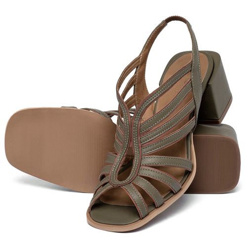 Sandália   Laranja Lima Shoes Classic Salto de 5 cm em Couro Musgo - Codigo - 3836