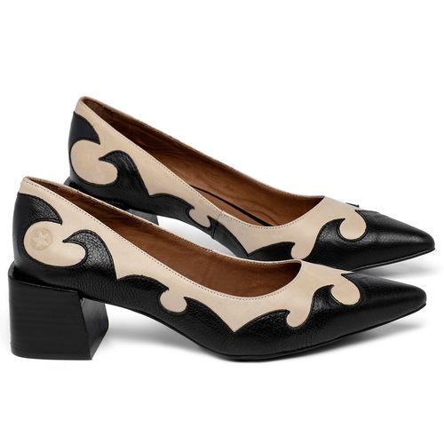 Scarpin   Bico Fino Salto de 5 cm em  Bicolor - Codigo - 3838