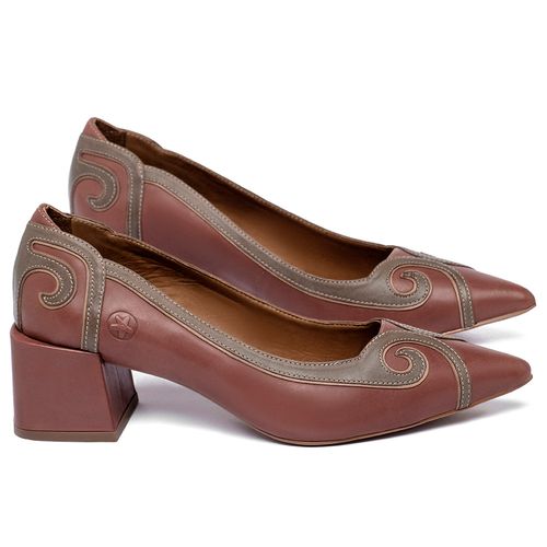 Scarpin   Bico Fino Salto de 5 cm em Couro Terracota - Codigo - 3844