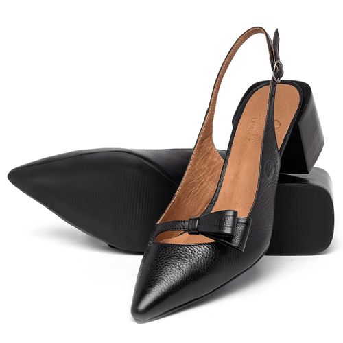 Scarpin   Bico Fino Salto de 5 cm em Couro Preto - Codigo - 3999