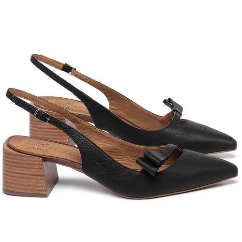Scarpin   Bico Fino Salto de 5 cm em Couro Preto - Codigo - 3999