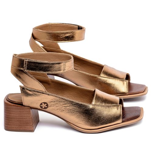Sandália   Laranja Lima Shoes Classic Salto de 5 cm em Couro Metalizado - Codigo - 9500