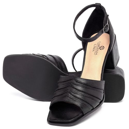 Sandália   Laranja Lima Shoes Classic Salto de 5 cm em Couro Preto - Codigo - 9647