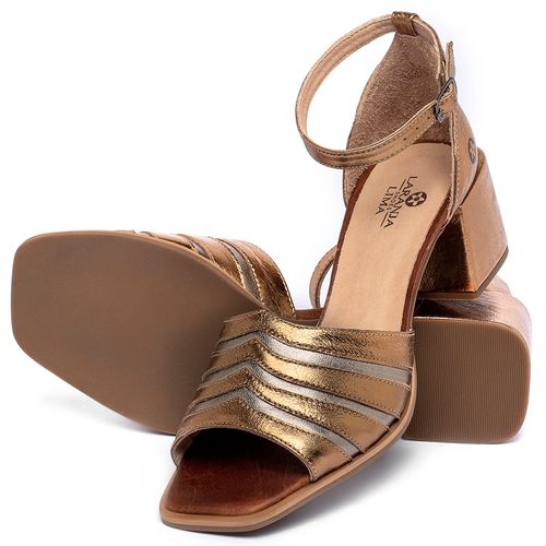 Sandália   Laranja Lima Shoes Classic Salto de 5 cm em Couro Metalizado - Codigo - 9647