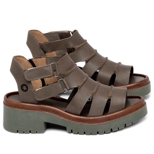 Sandália   Boho Salto de 5 cm em Couro Marrom - Codigo - 153013