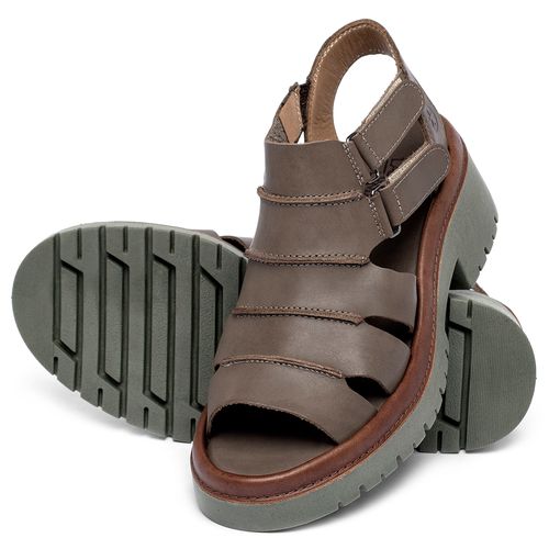 Sandália   Boho Salto de 5 cm em Couro Marrom - Codigo - 153013