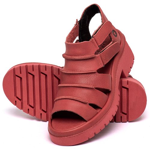 Sandália   Boho Salto de 5 cm em Couro Vermelho - Codigo - 153013