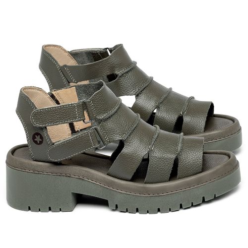 Sandália   Boho Salto de 5 cm em Couro Musgo - Codigo - 153013