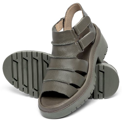 Sandália   Boho Salto de 5 cm em Couro Musgo - Codigo - 153013