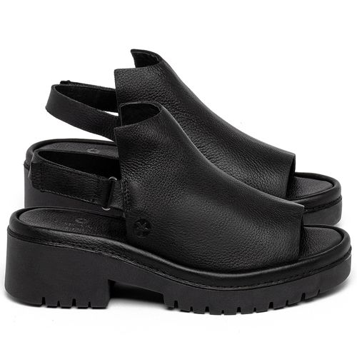 Sandália   Boho Salto de 5 cm em Couro Preto - Codigo - 153034
