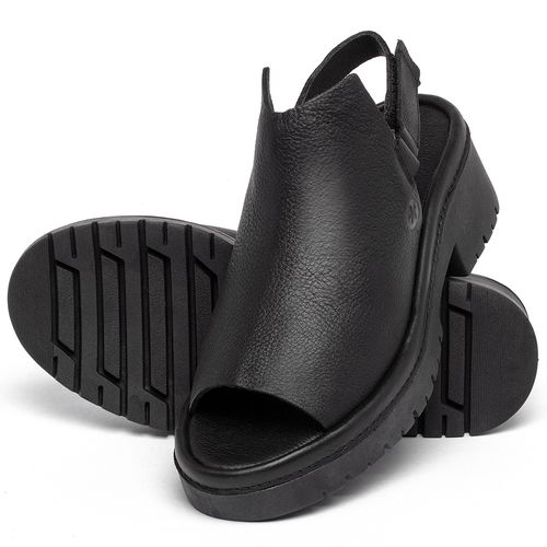 Sandália   Boho Salto de 5 cm em Couro Preto - Codigo - 153034