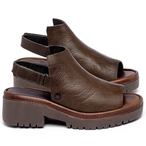 Sandália   Boho Salto de 5 cm em Couro Café - Codigo - 153034