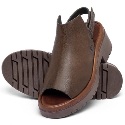Sandália   Boho Salto de 5 cm em Couro Café - Codigo - 153034