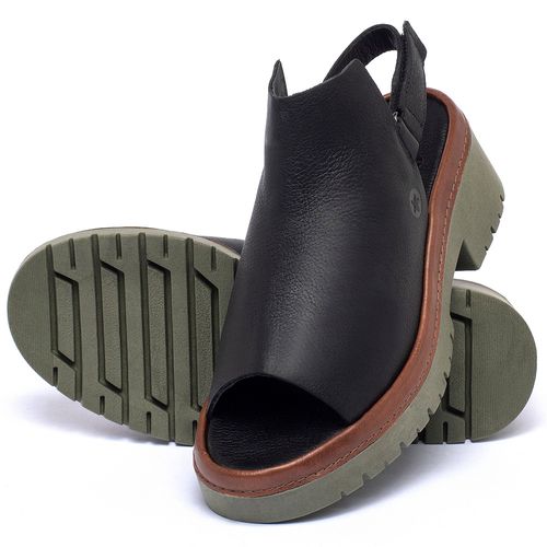 Sandália   Boho Salto de 5 cm em Couro Preto - Codigo - 153034