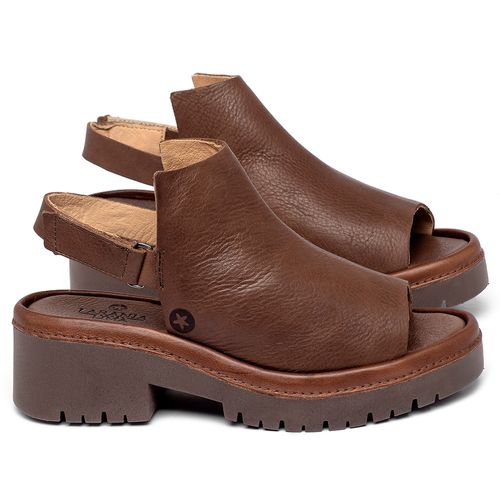 Sandália   Boho Salto de 5 cm em Couro Marrom - Codigo - 153034