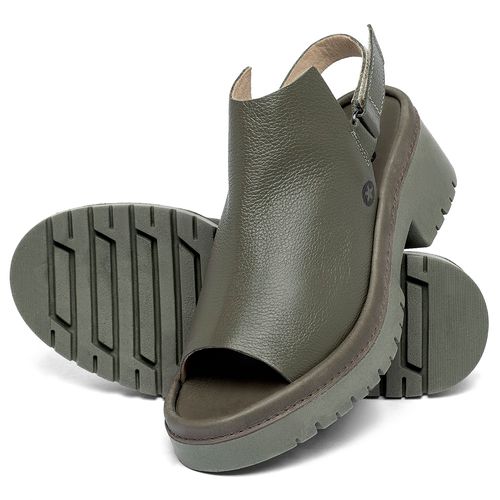 Sandália   Boho Salto de 5 cm em Couro Musgo - Codigo - 153034