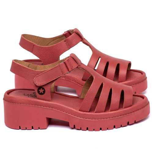 Sandália   Boho Salto de 5 cm em Couro Vermelho - Codigo - 153064