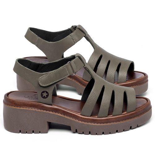 Sandália   Boho Salto de 5 cm em Couro Musgo - Codigo - 153064