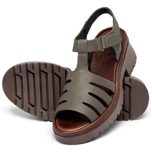 Sandália   Boho Salto de 5 cm em Couro Musgo - Codigo - 153064