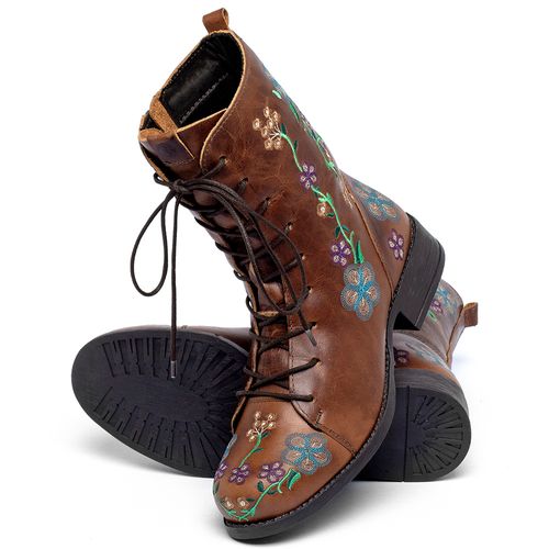 Bota   Cano Médio Salto de 3 cm em Couro Marrom - Codigo - 156040