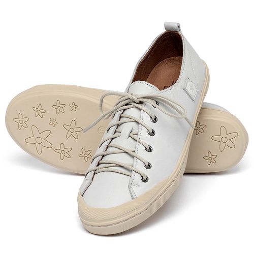Tênis   Cano Baixo em Couro Off-White - Codigo - 156075