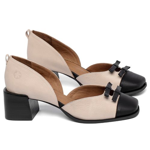 Scarpin   Bico Quadrado Salto de 5 cm em Couro Nude - Codigo - 157036