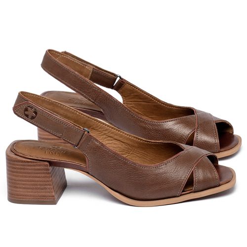 Sandália   Laranja Lima Shoes Classic Salto de 5 cm em Couro Marrom - Codigo - 3872