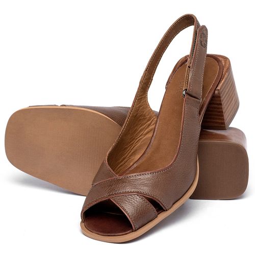 Sandália   Laranja Lima Shoes Classic Salto de 5 cm em Couro Marrom - Codigo - 3872