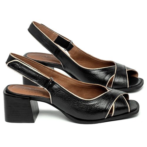 Sandália   Laranja Lima Shoes Classic Salto de 5 cm em Couro Preto - Codigo - 3872