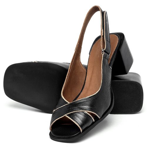 Sandália   Laranja Lima Shoes Classic Salto de 5 cm em Couro Preto - Codigo - 3872