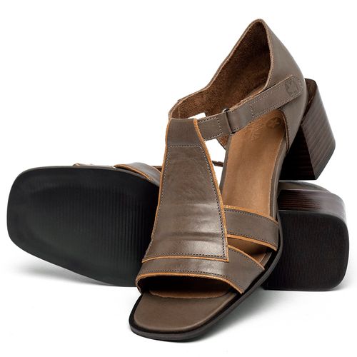 Sandália   Laranja Lima Shoes Classic Salto de 5 cm em Couro Marrom - Codigo - 3897