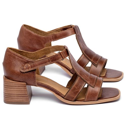 Sandália   Laranja Lima Shoes Classic Salto de 5 cm em Couro Marrom - Codigo - 3897