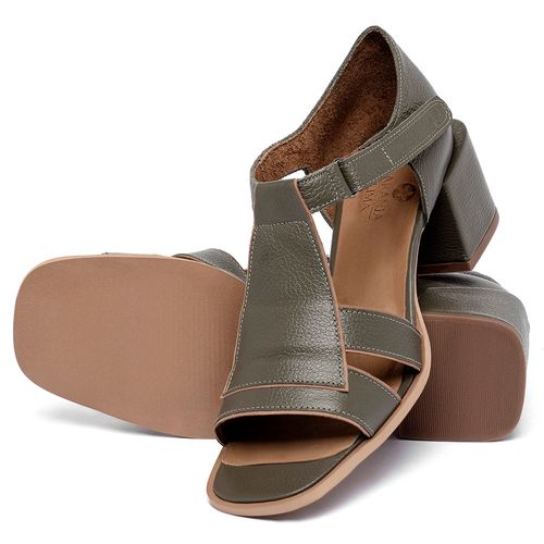 Sandália   Laranja Lima Shoes Classic Salto de 5 cm em Couro Musgo - Codigo - 3897