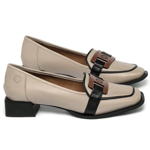 Mocassim Salto de 3 cm em Couro Nude - Codigo - 3962