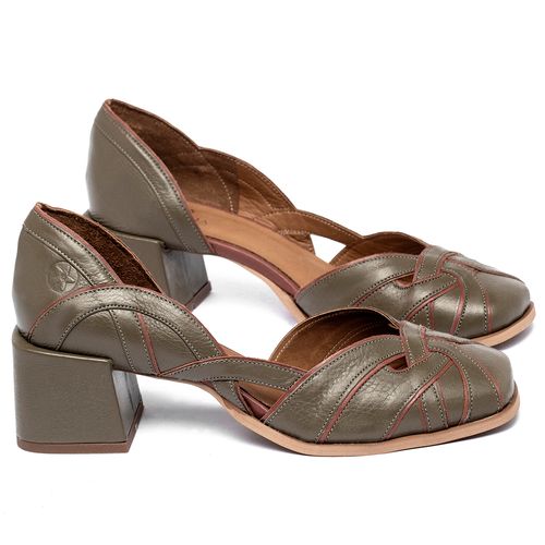 Scarpin   Bico Quadrado Salto de 5 cm em Couro Verde - Codigo - 3852