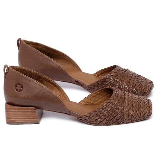 Scarpin   Bico Quadrado Salto de 3 cm em Couro Marrom - Codigo - 3868