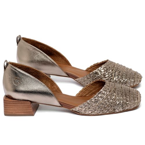 Scarpin   Bico Quadrado Salto de 3 cm em Couro Metalizado - Codigo - 3868