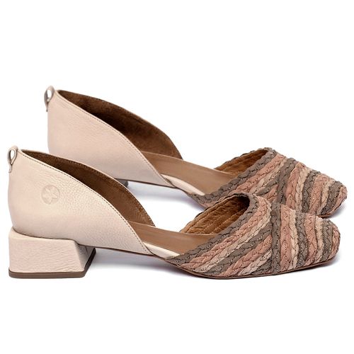 Scarpin   Bico Quadrado Salto de 3 cm em Couro Nude - Codigo - 3868