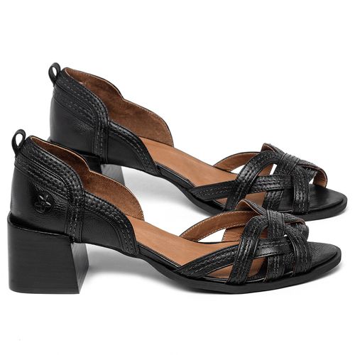 Sandália   Laranja Lima Shoes Classic Salto de 5 cm em Couro Preto - Codigo - 3871