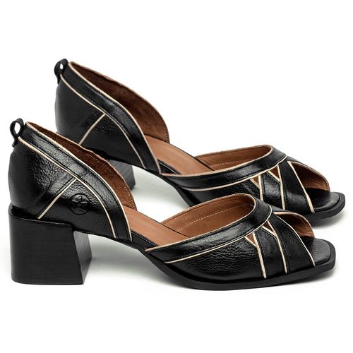 Sandália   Laranja Lima Shoes Classic Salto de 5 cm em Couro Preto - Codigo - 3888