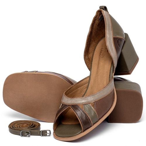 Sandália   Laranja Lima Shoes Classic Salto de 5 cm em Couro Musgo - Codigo - 3888