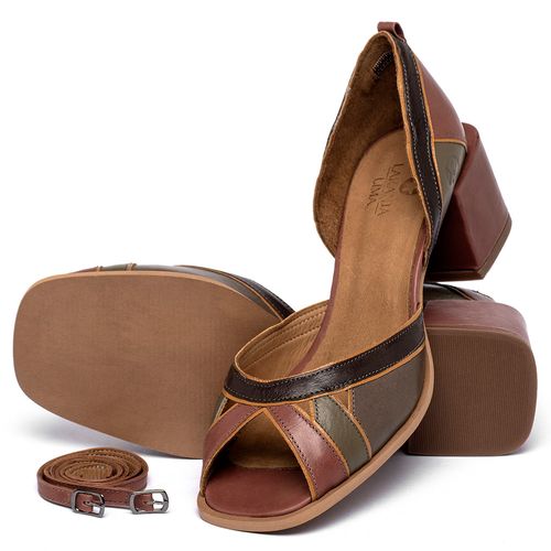 Sandália   Laranja Lima Shoes Classic Salto de 5 cm em Couro Terracota - Codigo - 3888